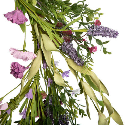 Vickerman 24" Artificial Purple Lilac Wild Flower Wreath.