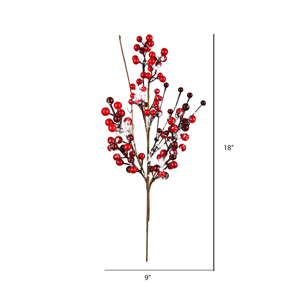 Vickerman 18" Artificial Red Snow Berry Pick Set of 3
