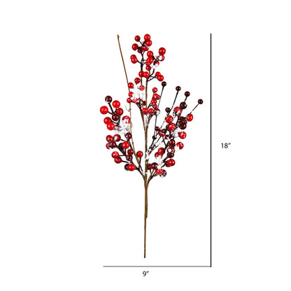 Vickerman 18" Artificial Red Snow Berry Pick Set of 3