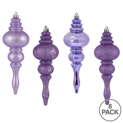 Vickerman 7" Lavender 4-Finish Finial Ornament 8 per Box