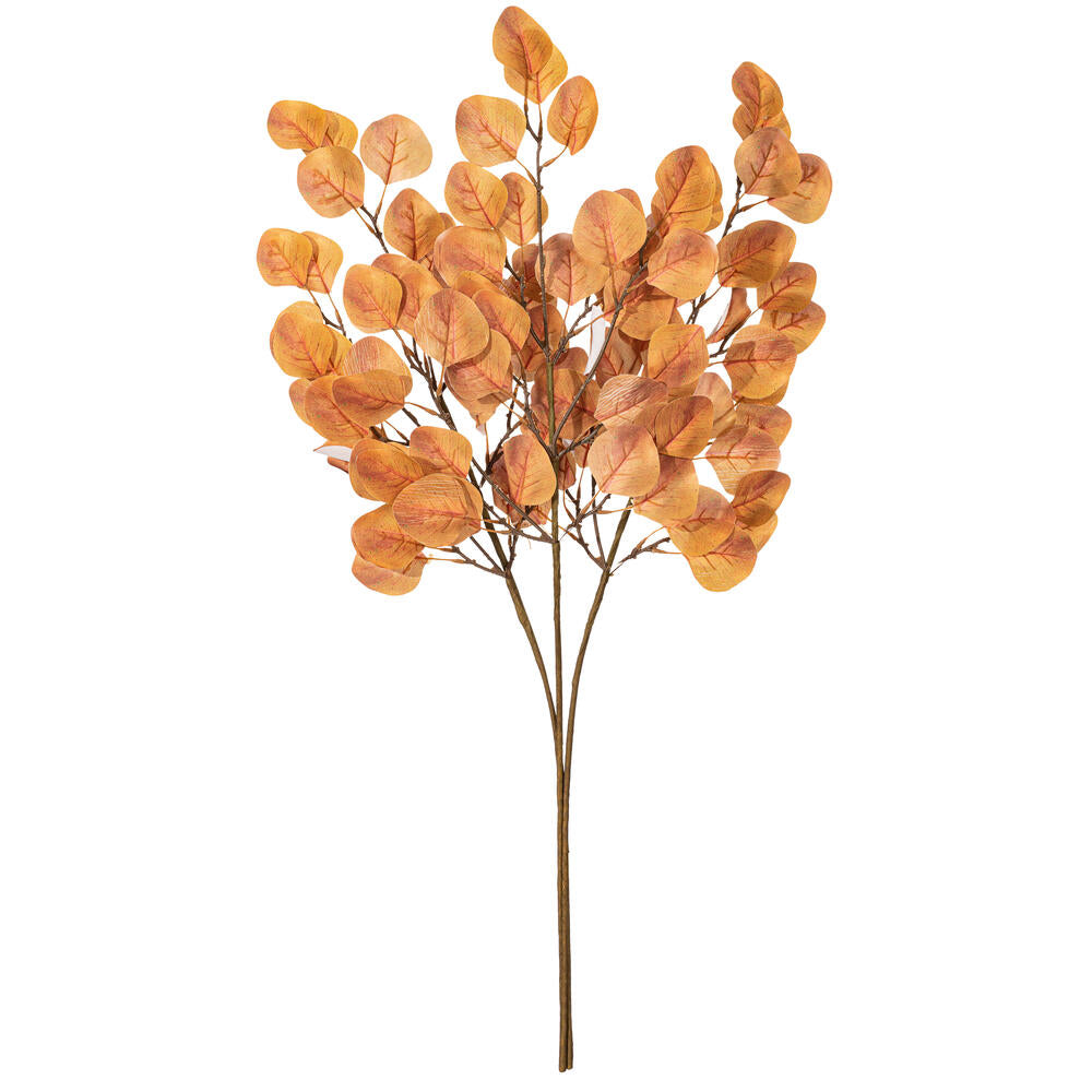 Vickerman 32" Autumn Orange Artificial Silver Dollar Eucalyptus Leaf Spray 3 per bag.