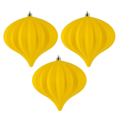 Vickerman 5.7" x 5.5" Yellow Matte Onion Christmas Ornament UV treated Set of 3