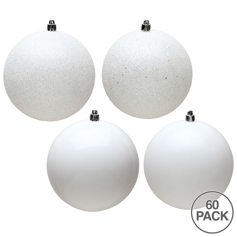 Vickerman 2.4" White 4-Finish Ball Ornament Assortment 60 per Box