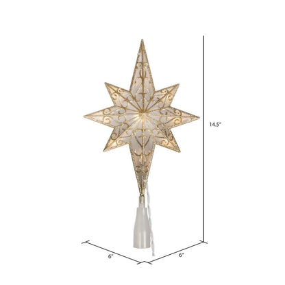 Vickerman 10 Light x 14.5" LED Gold 8 Point Bethlehem Star Tree Top Warm White LED Mini Lights.