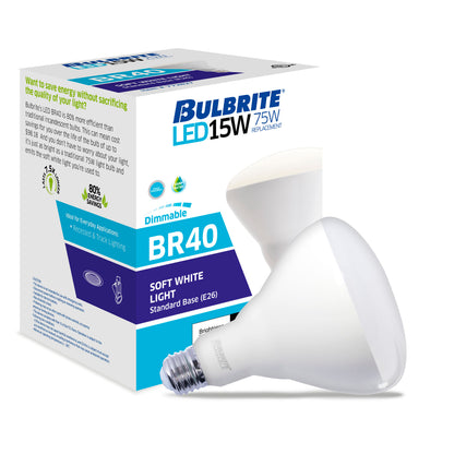 Bulbrite 772861 LED Filament 15 Watt Dimmable BR40 Light Bulb with Frost Glass Finish and Medium (E26) Base - 3000K (Soft White Light), 1400 Lumens