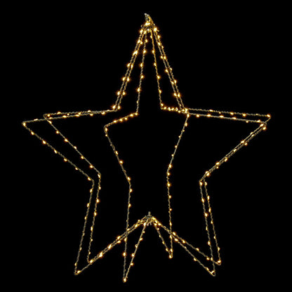 Vickerman 240 lights x 24" Warm White LED Five Point Star Steel Wire Silhouette Light.