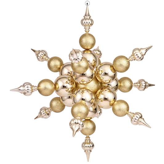 Vickerman 39" Gold Shiny and Glitter Radical Snowflake Christmas Ornament