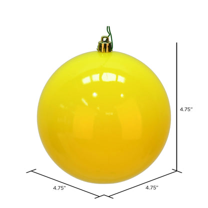 Vickerman 4.75" Yellow Shiny Ball Ornament 4 per Bag