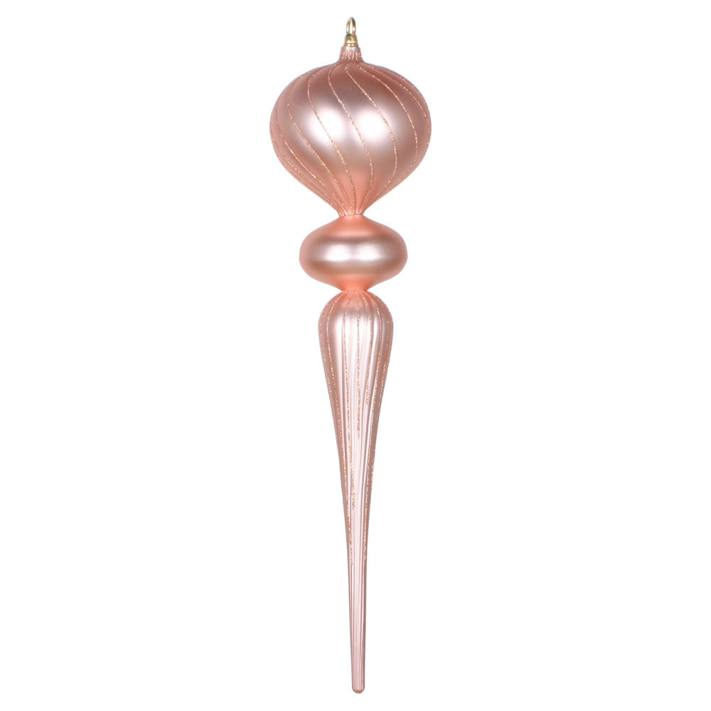 Vickerman 25" Rose Gold Matte Glitter Finial Ornament. This ornament is the perfect addition to any holiday decorating project.