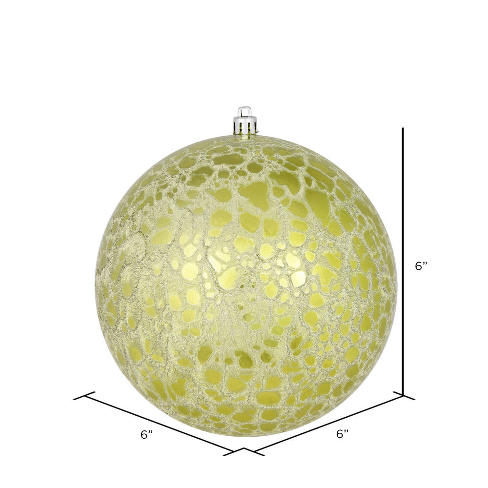 Vickerman 6" Lime Crackle Ball Ornament 4 per Bag