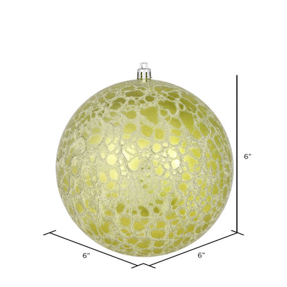 Vickerman 6" Lime Crackle Ball Ornament 4 per Bag