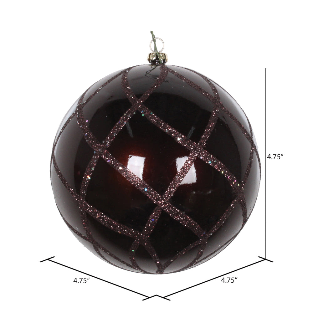 Vickerman 4.75" Chocolate Candy Finish Net Ball Ornament with Glitter Accents 3 per Bag