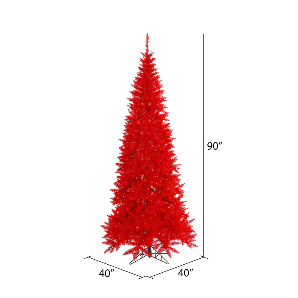 Vickerman 7.5' Red Fir Slim Artificial Christmas Tree Unlit