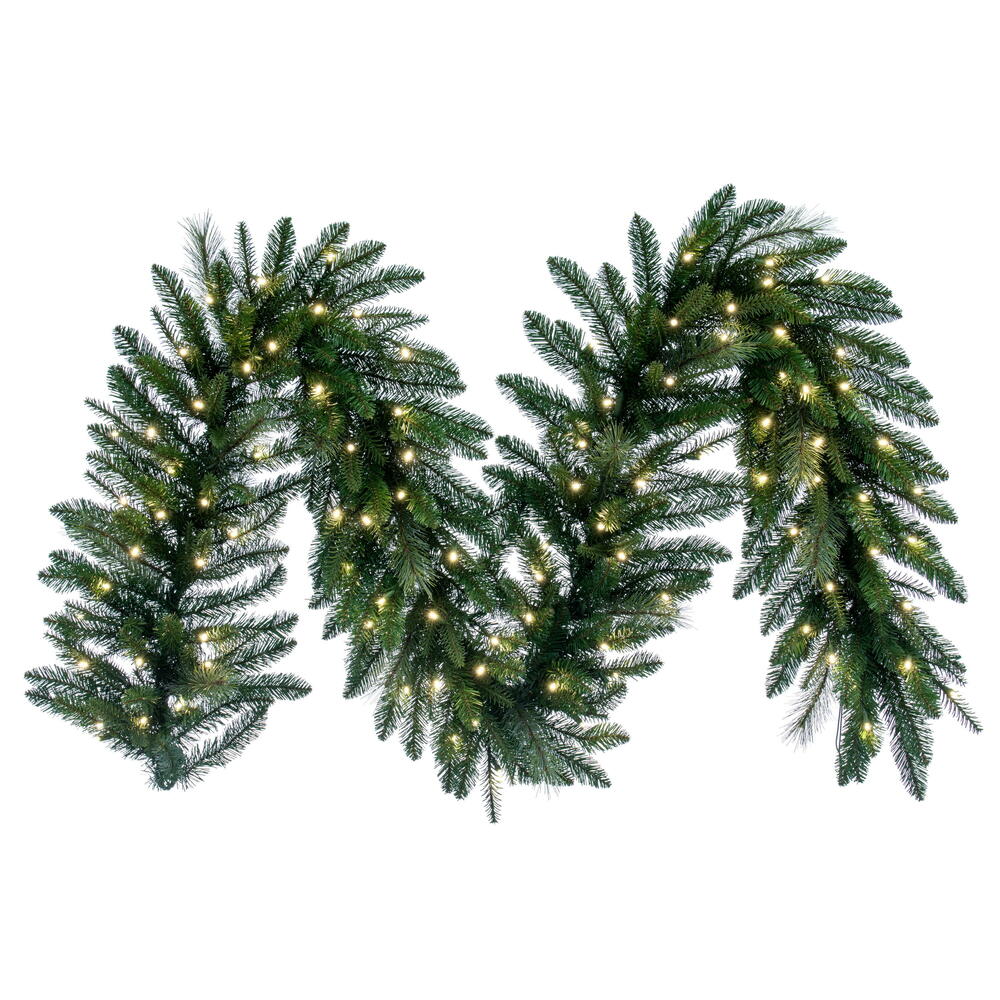Vickerman 9' x 18" Berkley Mixed Pine Artificial Garland with 150 Dura-Lit® Warm White LED Mini Lights and 420 PE/PVC/Hardneedle Tips.