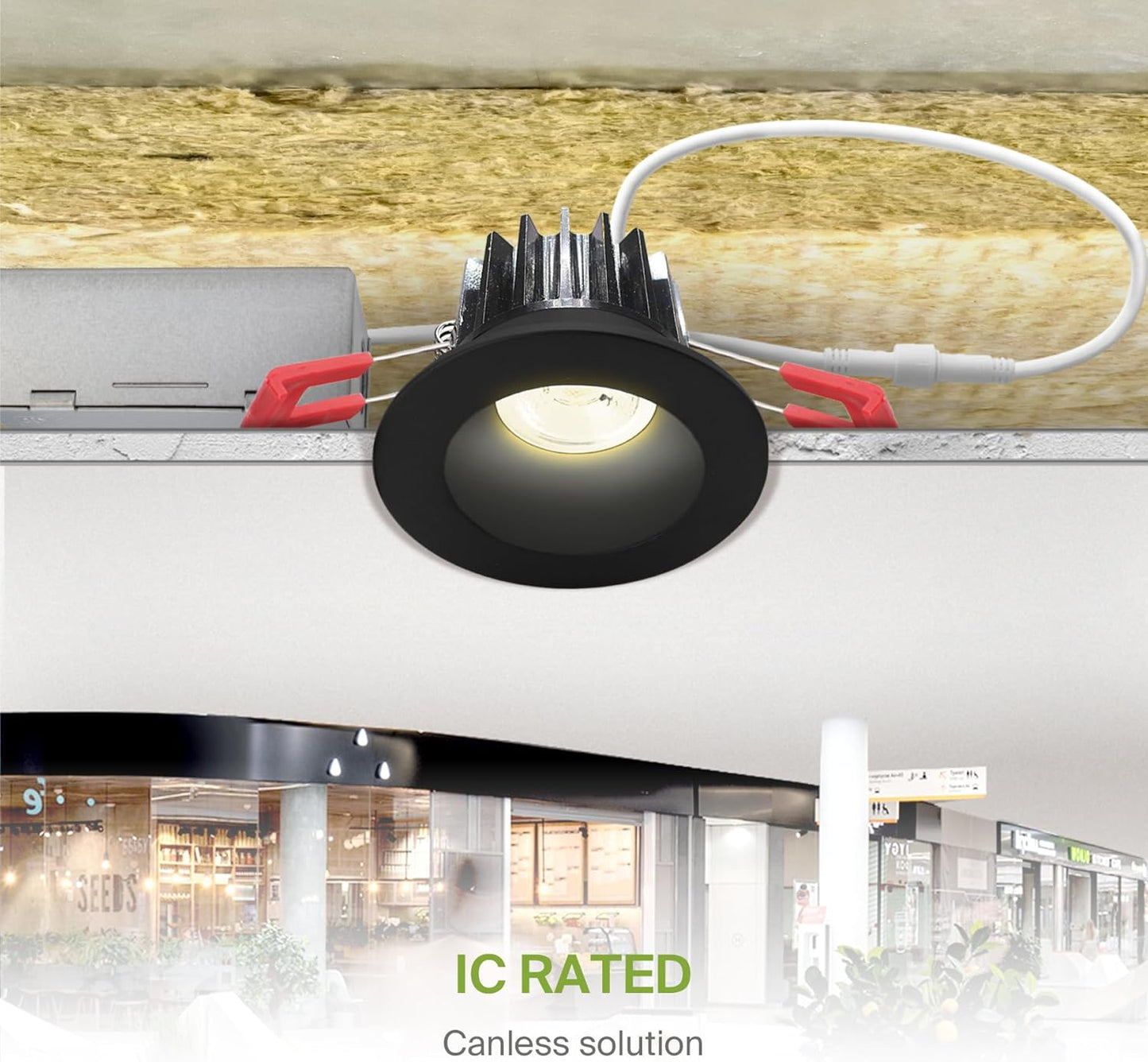 ASD Lighting LED Downlight Round 2inch 8W 120V Triac 2700/3000/3500/4000/5000K Black ETL Energy Star