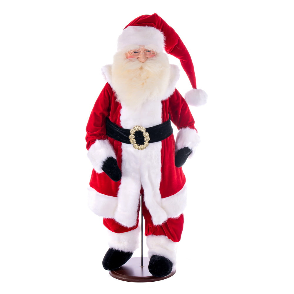 Vickerman 36" Red Traditional Velvet Light Complexion Santa Doll with Stand. This Santa has glasses stand is removeable.