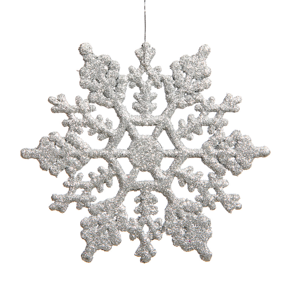 Vickerman 8" Silver Glitter Snowflake Christmas Ornament 12 per Box