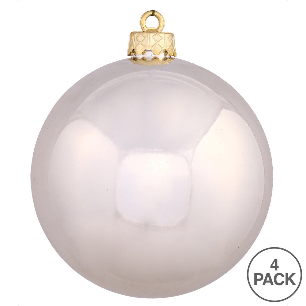 Vickerman 4.75" Champagne Shiny Ball Ornament 4 per Bag