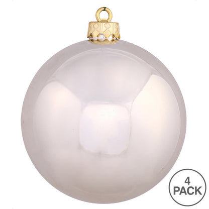 Vickerman 4.75" Champagne Shiny Ball Ornament 4 per Bag