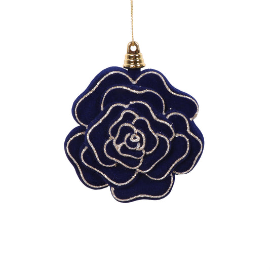 Vickerman 4" Midnight Blue Flower Ornament 4 per bag.