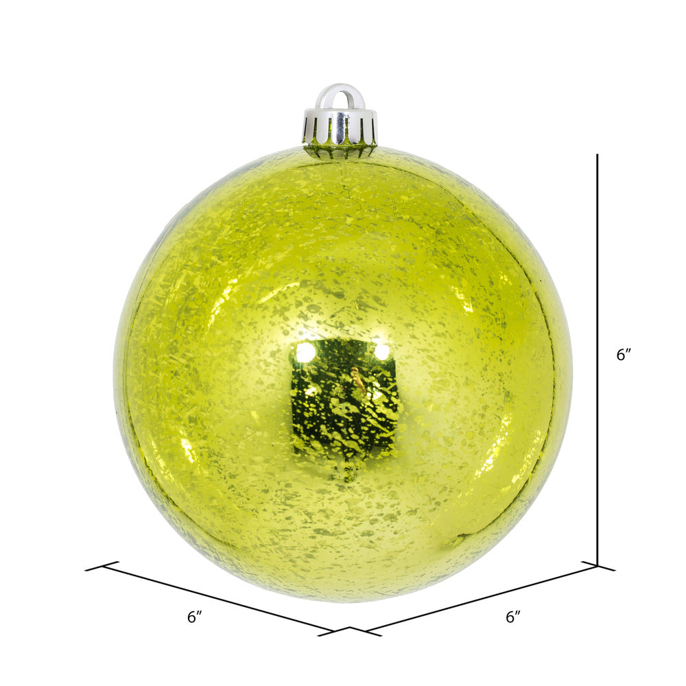 Vickerman 6" Lime Mercury Ball Ornament 4 per Bag.