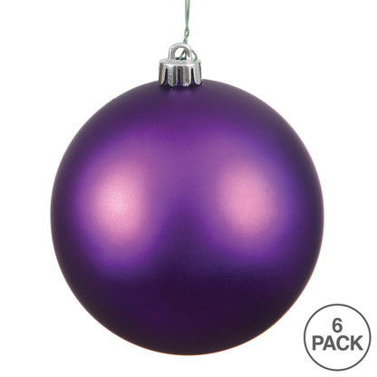 Vickerman 4" Plum Matte Ball Ornament 6 per Bag