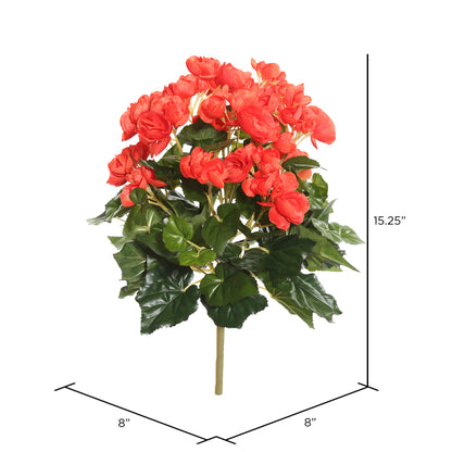 Vickerman 15.25" Artificial Orange Polyester Begonia Bush.