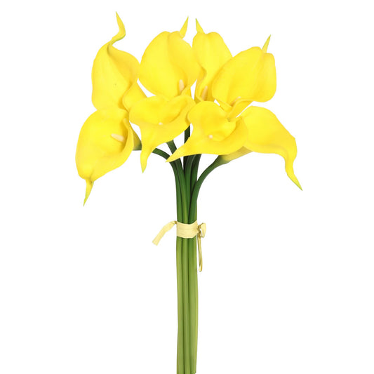 Vickerman 14'' Artificial Yellow Calla Lily. Eight stems per pack.
