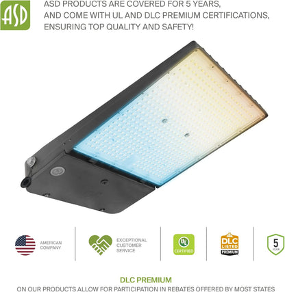 ASD Lighting LED Area Light with Q-base 100/150/200W 120-277V 0-10V Dimmable 170Lm/W 3000/4000/5000K with Photocell Bronze UL DLC Premium