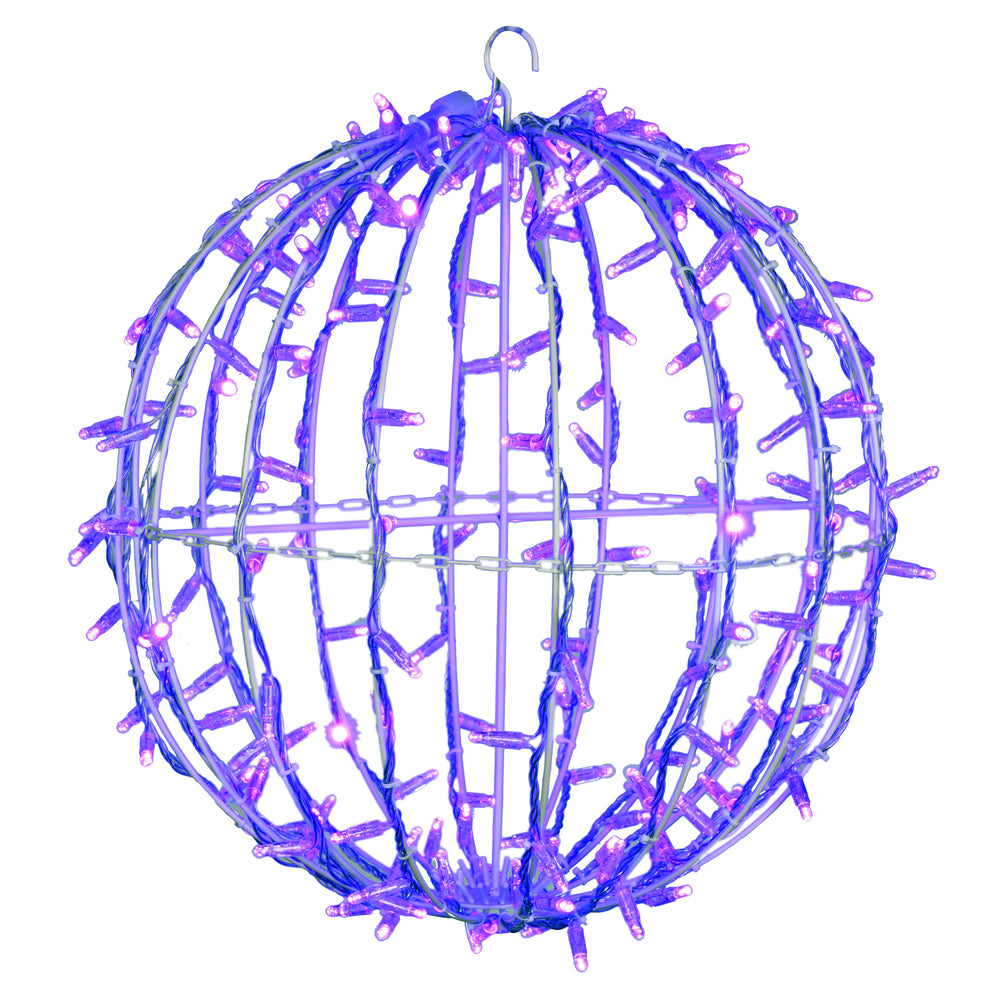 Vickerman 180Lt x 20" Fold Flat Purple LED Twinkle Jumbo Hanging Sphere.