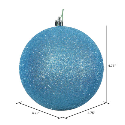 Vickerman 4.75" Turquoise Glitter Ball Ornament 4 per Bag