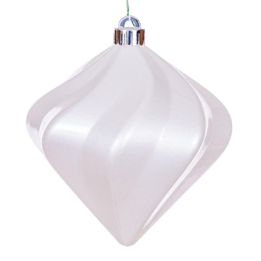 Vickerman 6" White Swirl Diamond UV Candy Christmas Ornament Set of 3