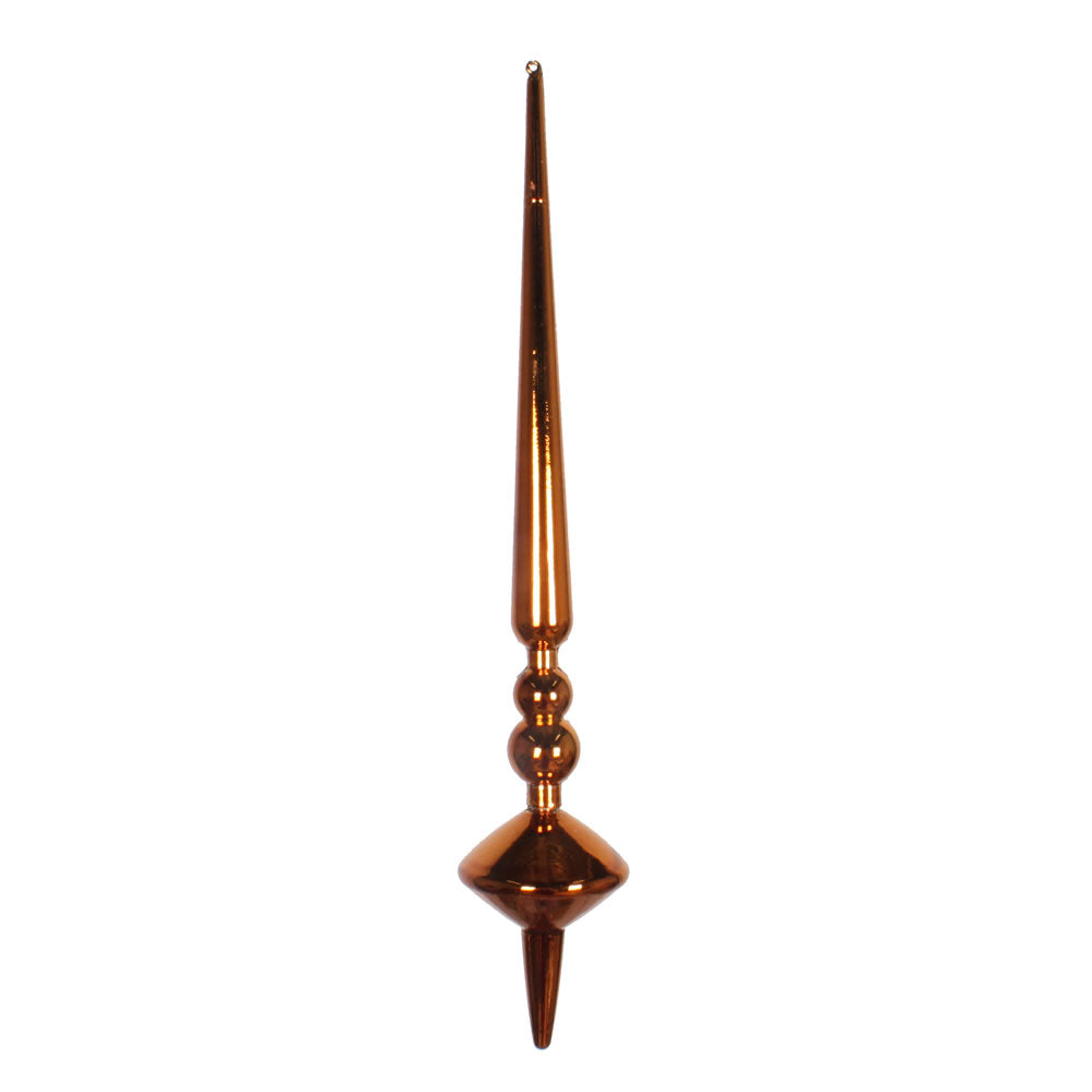 Vickerman 12" Copper Shiny Cupola Finial. This long finial ornament adds depth and texture to any holiday decorating project. Made with shatterproof plastic. Includes 3 pieces per bag.