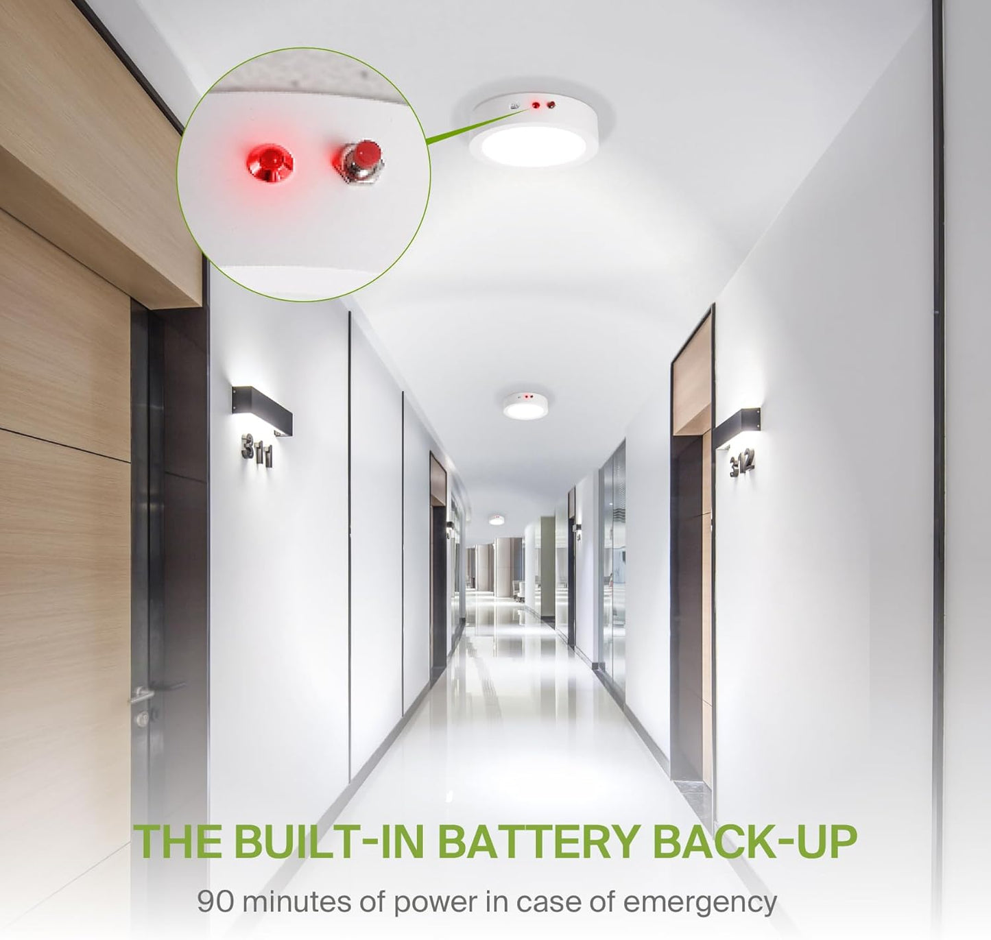 ASD Lighting LED Round Surface Mini Panel 7" 15W 120V CCT Selectable 3000/4000/5000K Dimmable with Battery back-up 6W White ETL