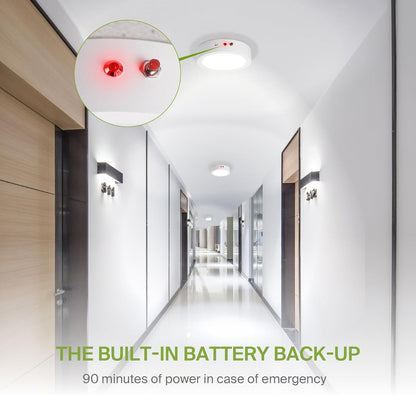 ASD Lighting LED Round Surface Mini Panel 7" 15W 120V CCT Selectable 3000/4000/5000K Dimmable with Battery back-up 6W White ETL