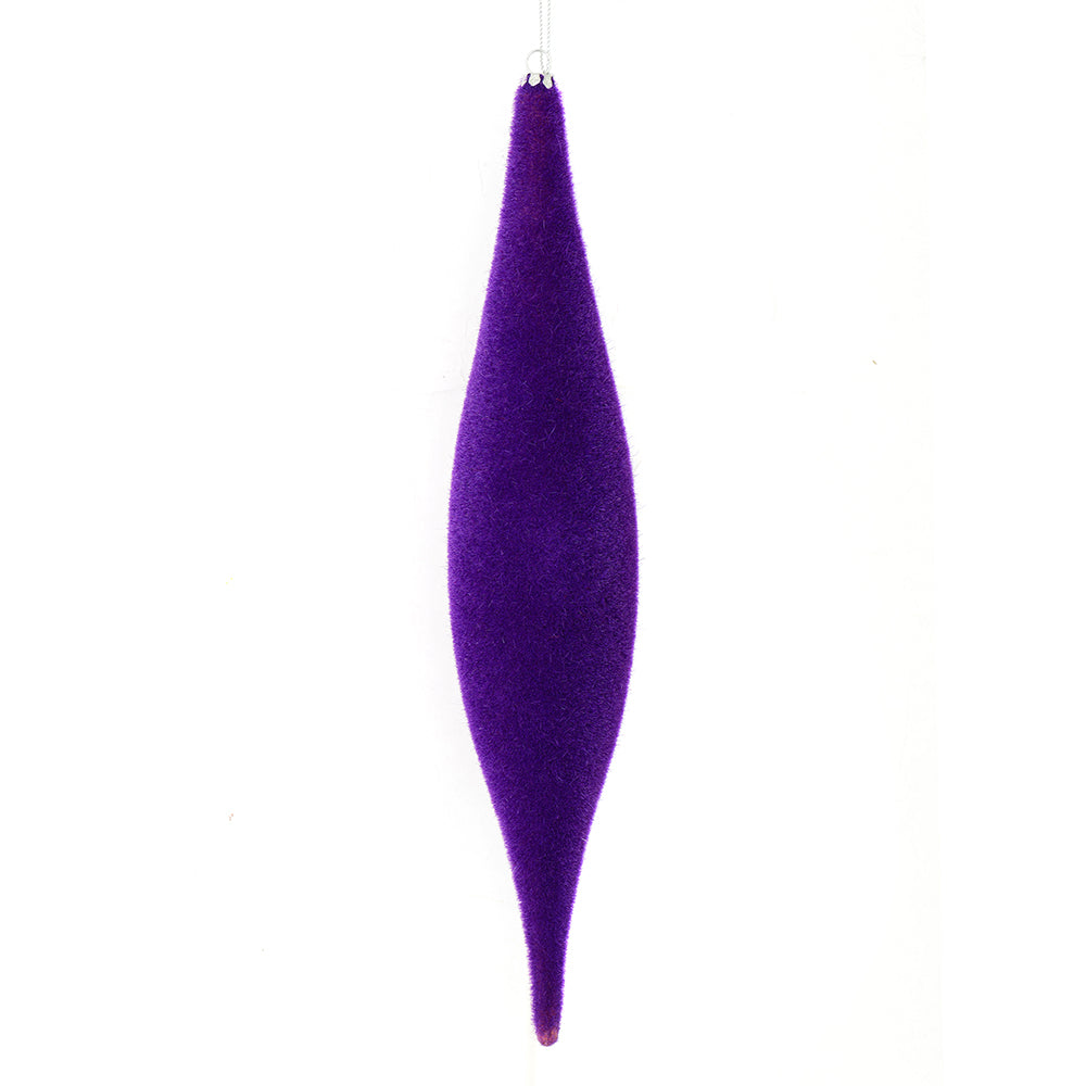 Vickerman 13" Purple Flocked Shuttle Ornament. This ornament has a soft layer of colored flock that will add texture to any holiday decorating project. Includes 3 pieces per bag.