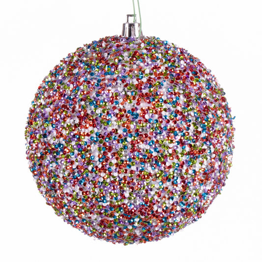 Vickerman 4.75" Multi-Colored Beaded Ball Ornament 6 per Bag