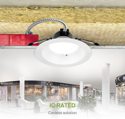 ASD Lighting LED Commercial Downlight Round 6inch 12/16/22/26/30W 120-277V 0-10V Dimmable 125Lm/W 2700/3000/3500/4000/5000K with Battery Back-up 15W White ETL ES