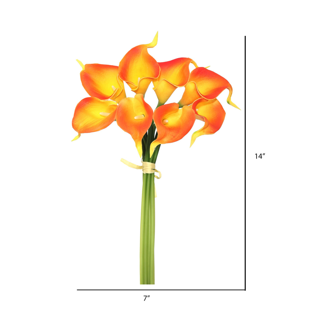 Vickerman 14'' Artificial Orange Calla Lily. Eight stems per pack