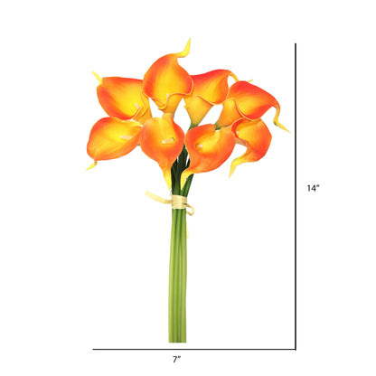 Vickerman 14'' Artificial Orange Calla Lily. Eight stems per pack