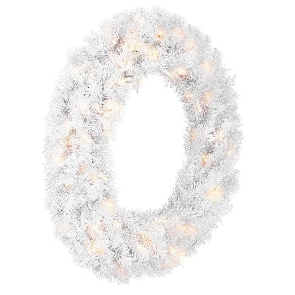 Vickerman 36" Crystal White Spruce Artificial Christmas Wreath with Pure White LED Mini Lights