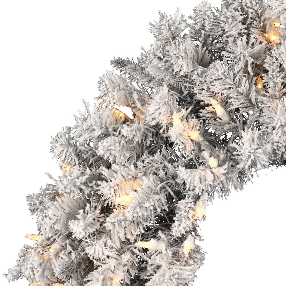 Vickerman 36" Frosted Silver Artificial Christmas Wreath Warm White Dura-lit LED Lights