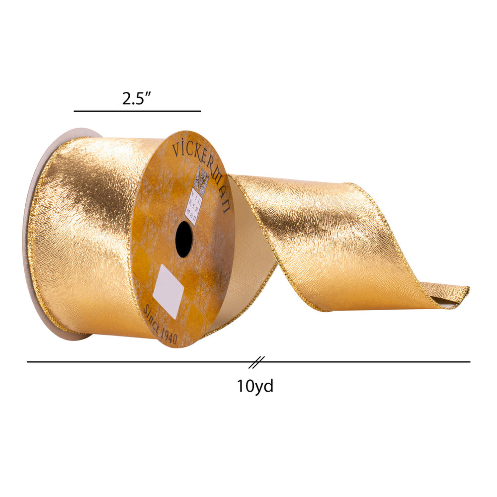 Vickerman 2.5" x 10 Yards Gold Ribbon