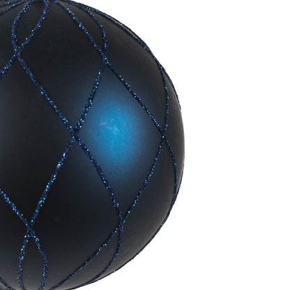 Vickerman 4" Midnight Blue Matte Glitter Swirl Ball 4 per set