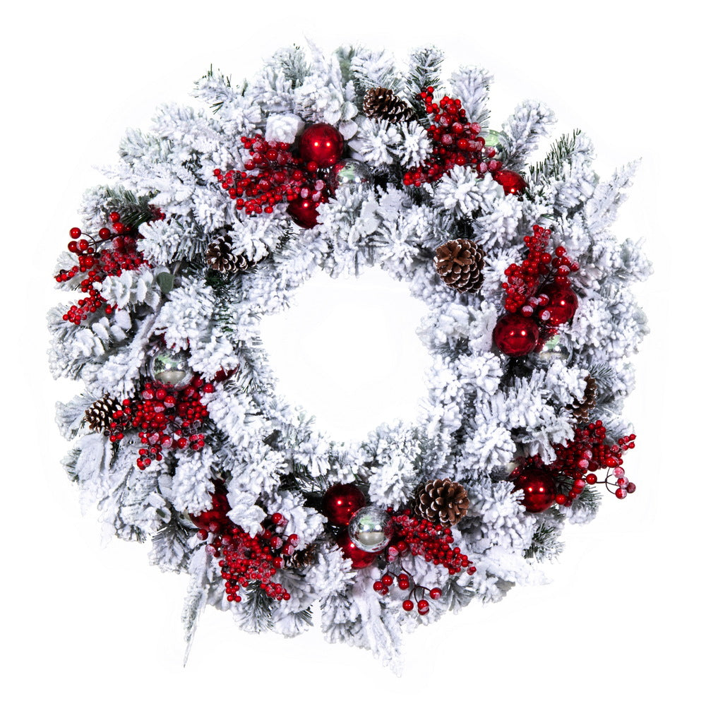 Vickerman 30" Flocked Artificial Christmas Wreath Unlit