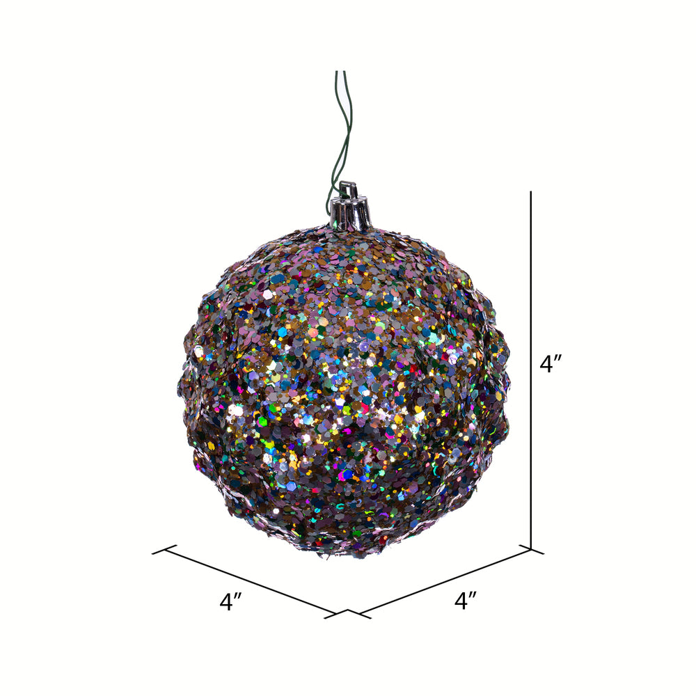 Vickerman 4" Multi-color Sequin Glitter Diamond Bauble Christmas Ornament 6 pieces per bag