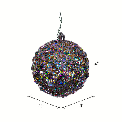 Vickerman 4" Multi-color Sequin Glitter Diamond Bauble Christmas Ornament 6 pieces per bag