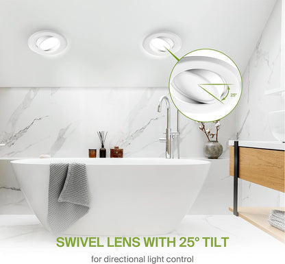ASD Lighting LED Round Recessed Mini Panel Gimbal 6" 15W 120V Dimmable CCT Selectable 2700/3000/3500/4000/5000K White UL Energy Star 6pack