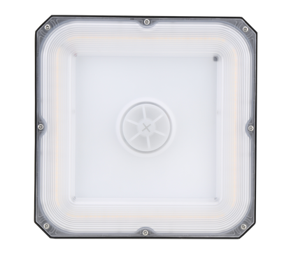 ASD Lighting LED Edge-Lit Canopy with Q-base 50/70/80W 120-277V 0-10V Dimmable 140Lm/W 3000/4000/5000K with Battery Back-up 8W Black UL DLC Premium