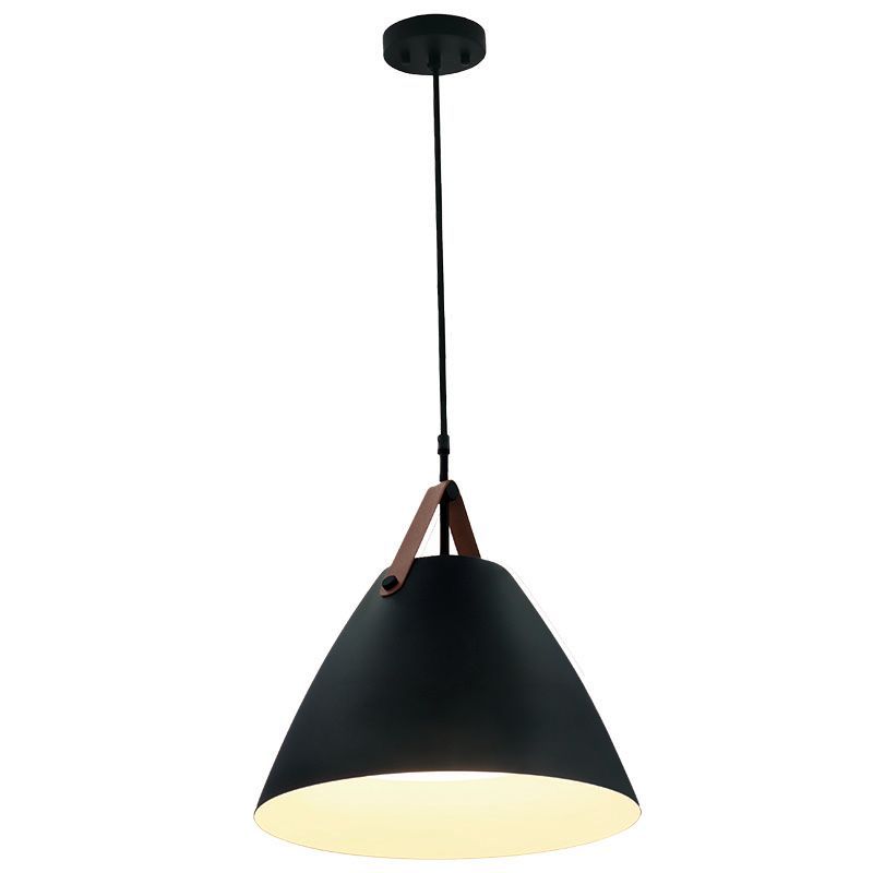 Westgate 14In Nordic Design Pendant With Leather Strap 4Ft Susp. Cord 25W 1400 Lumens 5Cct Cr90 Bk, Residential Lighting, 25W, 1400 Lumens, 27K/30K/35K/40K/50K, Black Finish, TRIAC Dimming